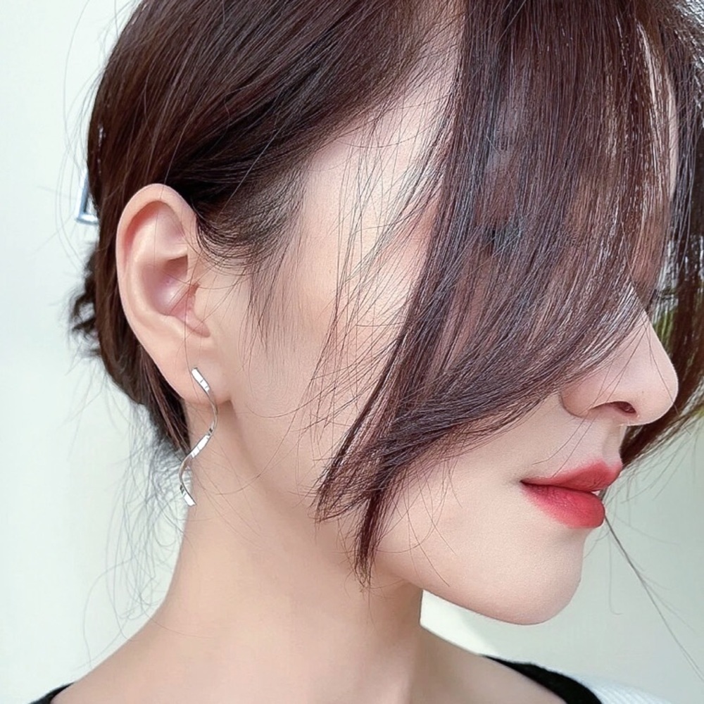 Any 2/$20! Silver Drop Swirl Stud Earrings - Picture 4 of 8